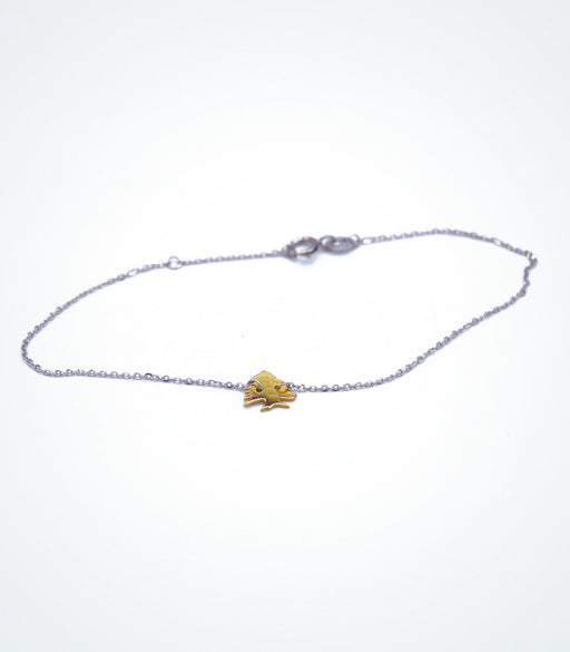 Yellow gold Cedar Tree motif with a white gold chain bracelet