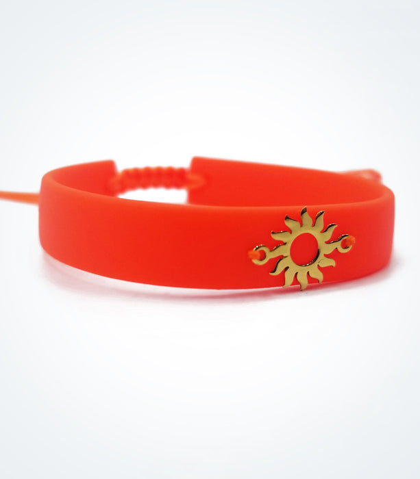 Sun on orange rubber bracelet