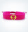 Heart flower on dark pink rubber bracelet