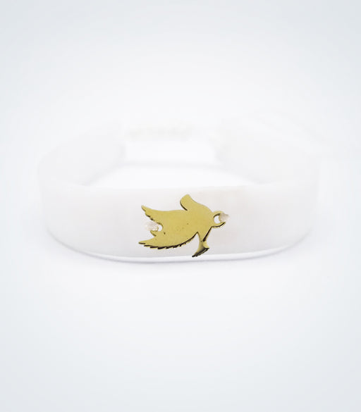 Dove on white rubber bracelet