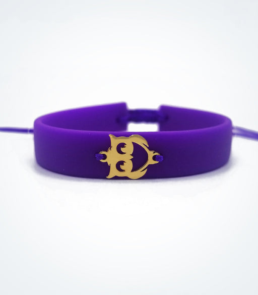 Owl on purple rubber bracelet