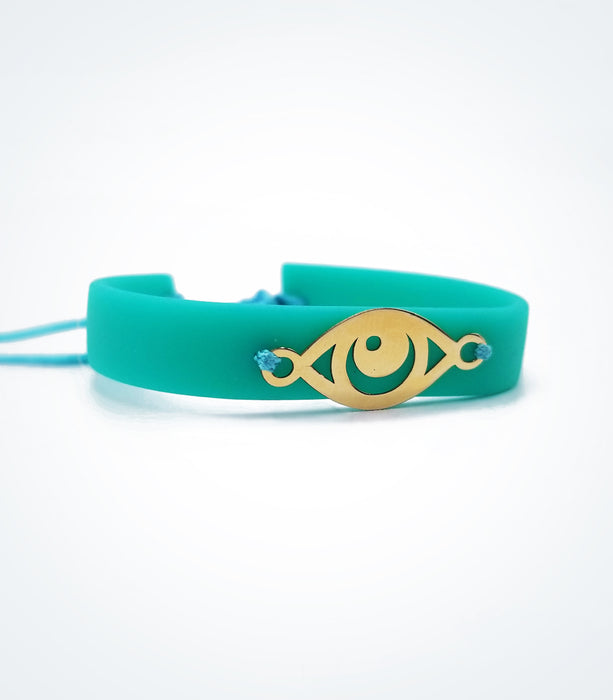 Eye on Turquoise rubber bracelet