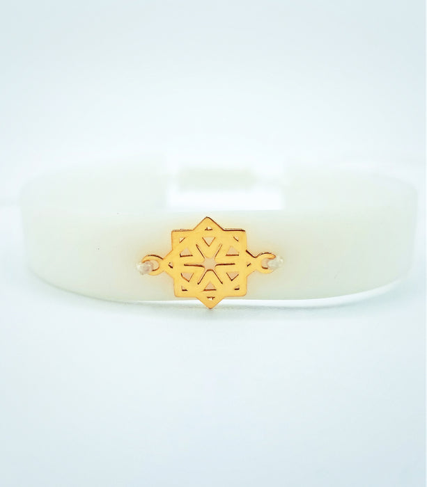 Islamic Design on white rubber bracelet