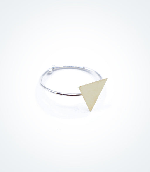 Yellow gold Triangle motif on white gold ring wire