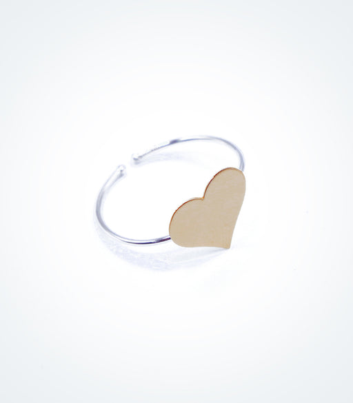 Yellow gold Heart motif on white gold ring wire