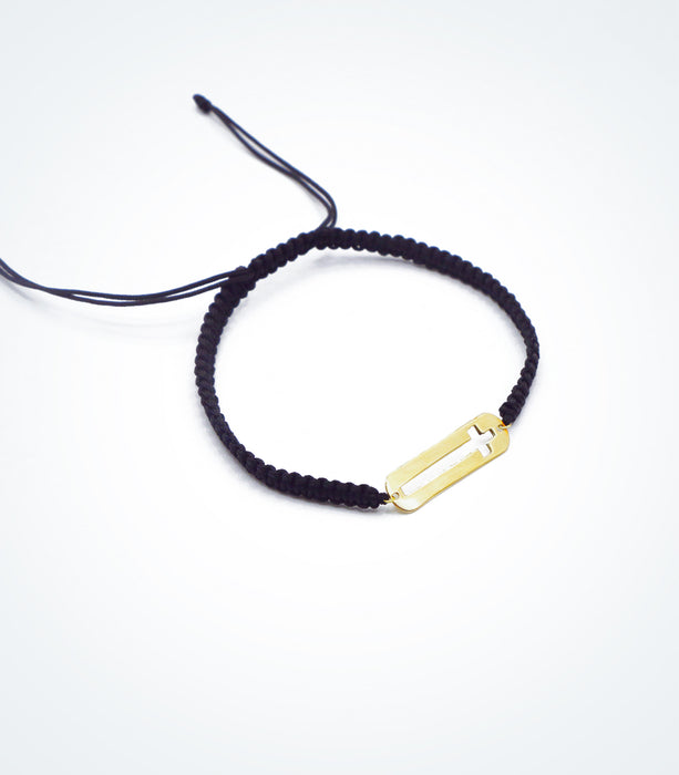 Solid Cross motif on Shambala adjustable bracelet