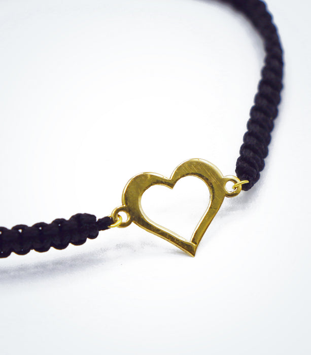 Heart Outline motif on Shambala adjustable bracelet
