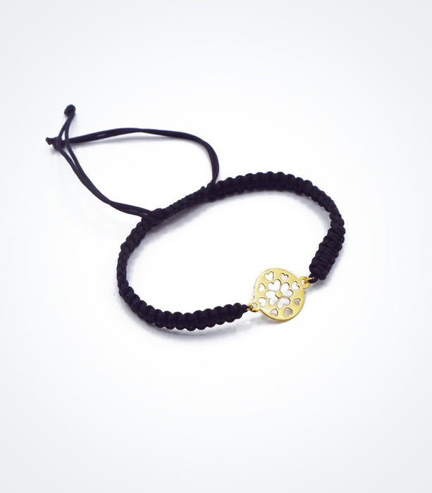 Heart Flowers motif on Shambala adjustable bracelet