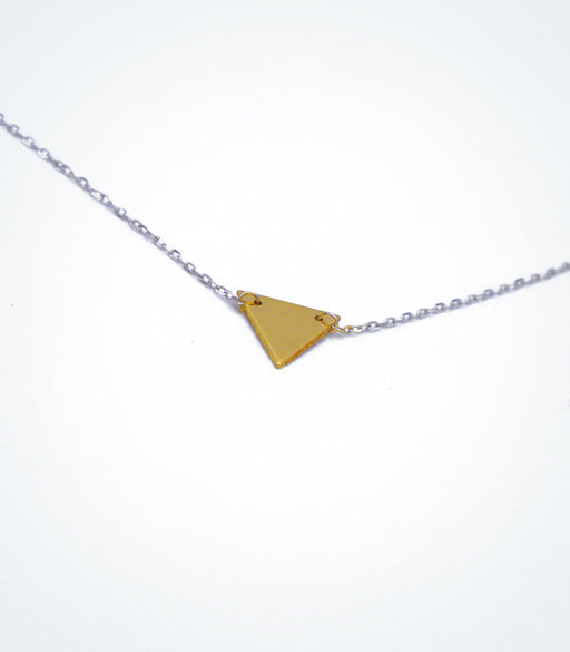 Yellow gold Triangle motif with a white gold chain necklace