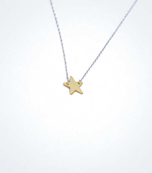 Yellow gold Star motif with a white gold chain necklace