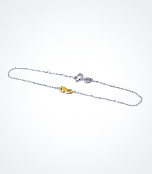 Yellow gold Map of Lebanon motif with a white gold chain bracelet