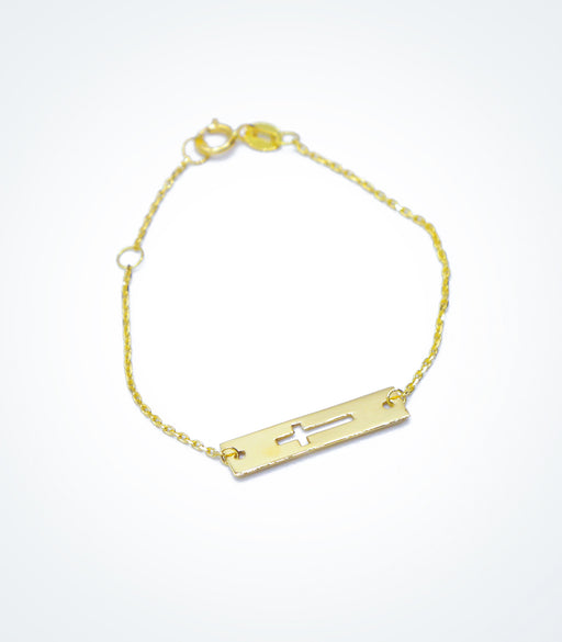 Yellow gold children's bracelet with Plaque Cross motif