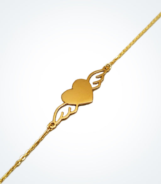 Yellow gold Heart with wings bracelet