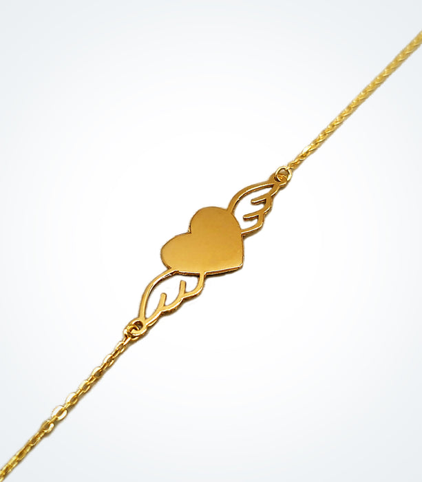 Yellow gold Heart with wings bracelet