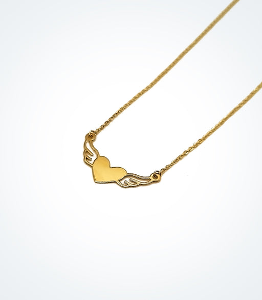 Heart and wings motif necklace