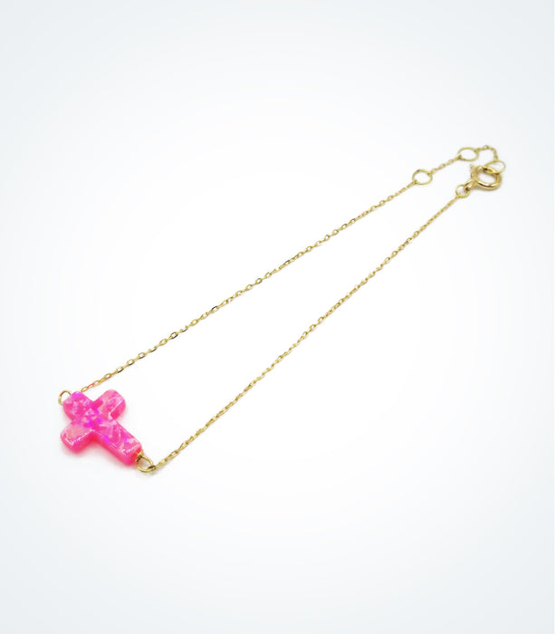 Pink Opal Cross bracelet